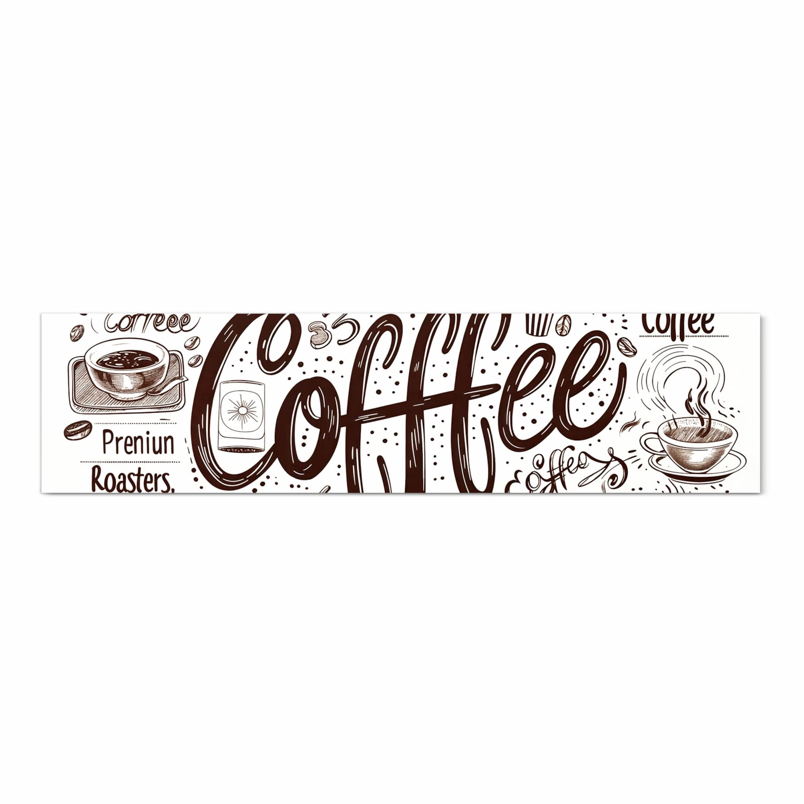 Hygienischer Küchenläufer mit Motiv Kaffee Illustration in Frontansicht