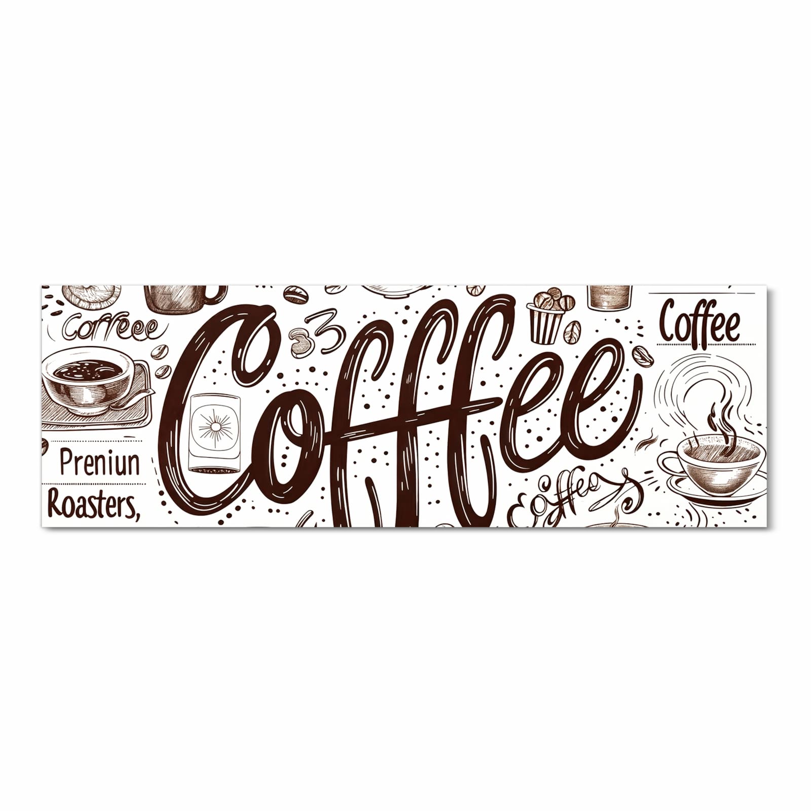 Küchenteppich mit Motiv Kaffee Illustration in Frontansicht für angenehme Haptik