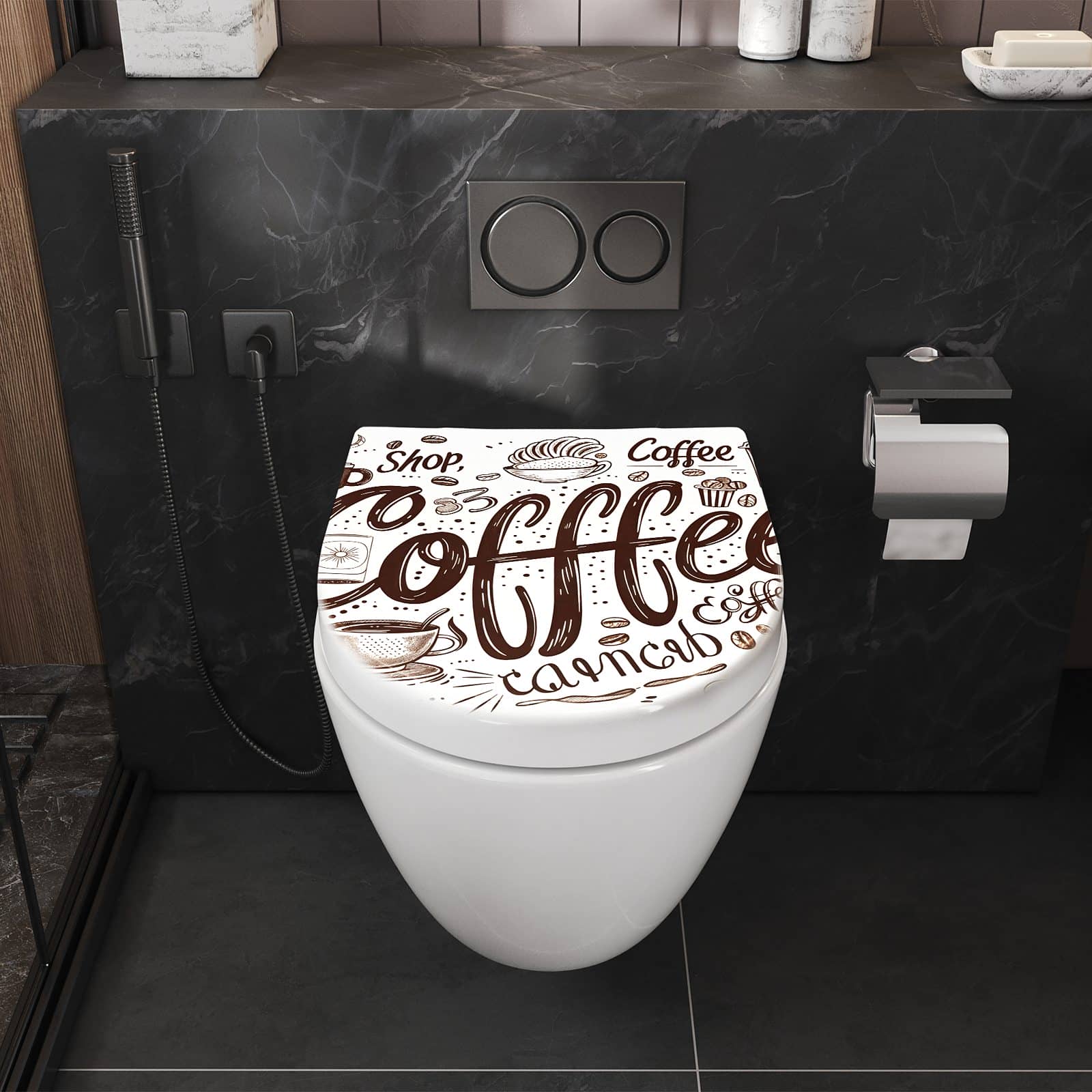 WC-Sitz mit Absenkautomatik Kaffee Illustration