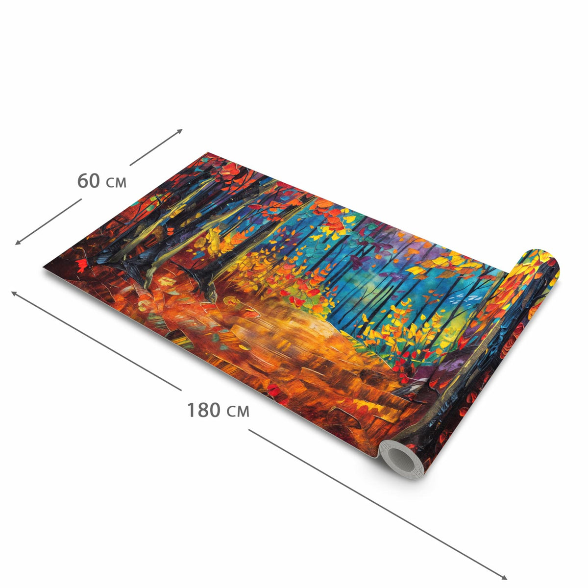 Schmutzabweisender Läufer für die Küche mit Motiv Herbstwald Pfad in der Grösse 60x120 cm