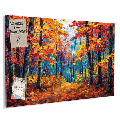 Metall Magnettafel mit dem Motiv Gemalter Herbstwald