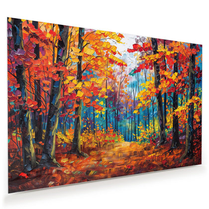 Wandbild mit dem Motiv Gemalter Herbstwald
