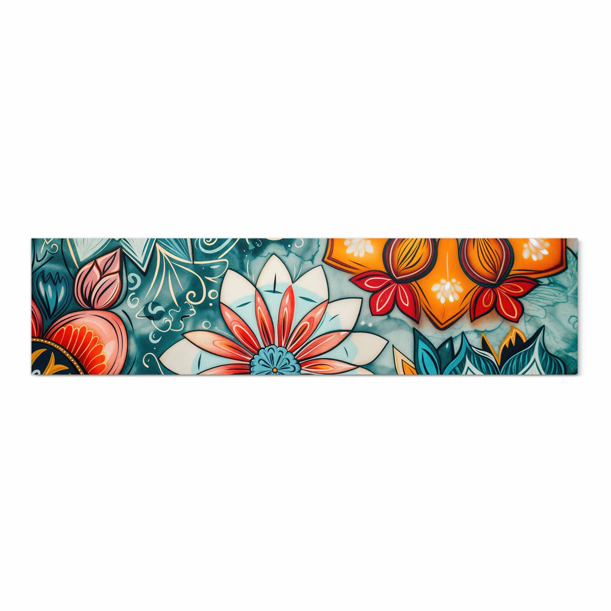 Rutschfester waschbarer Küchenläufer mit Motiv Blumenmuster Mandala in Frontansicht