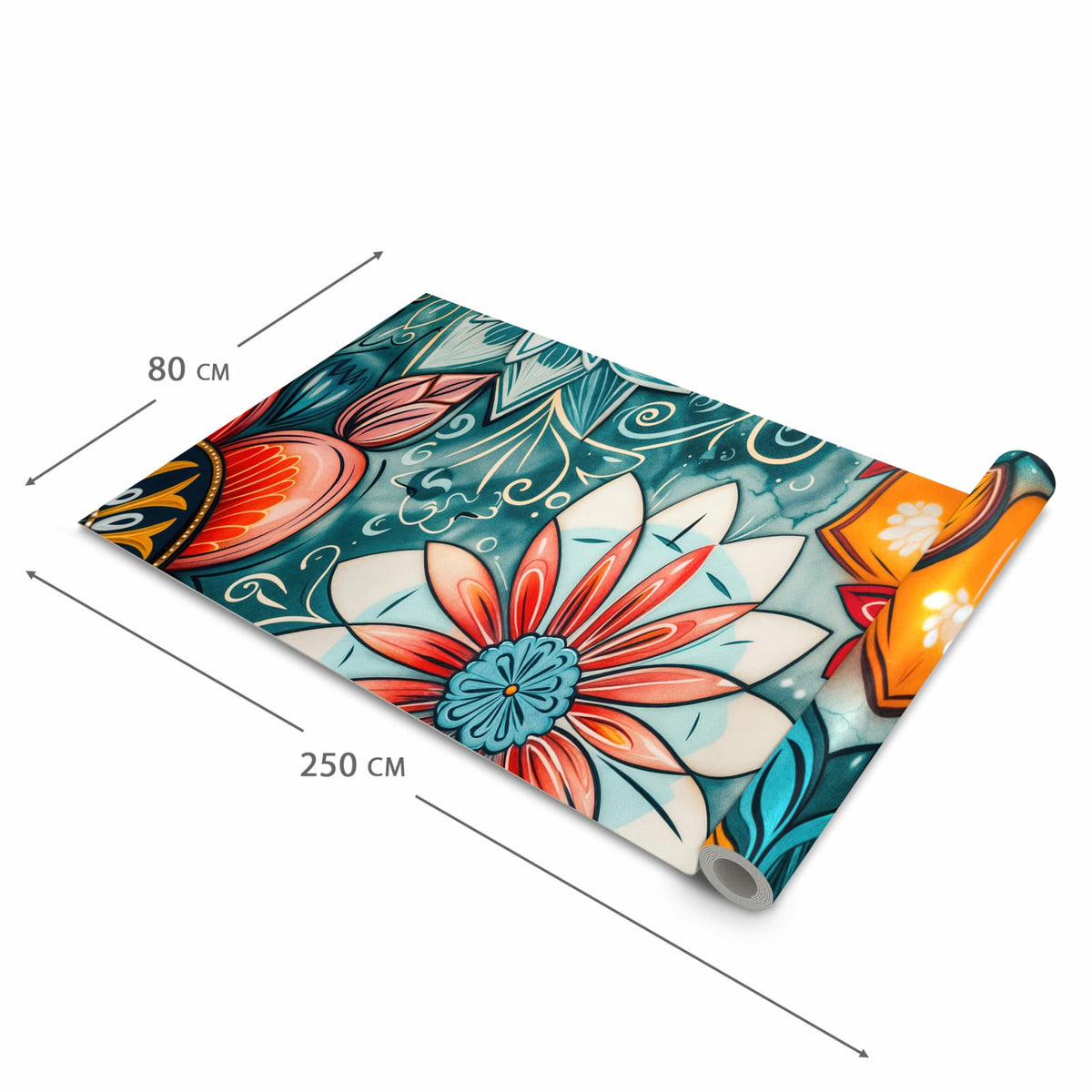 Zeitsparender Küchenteppich mit Motiv Blumenmuster Mandala in der Grösse 60x120 cm