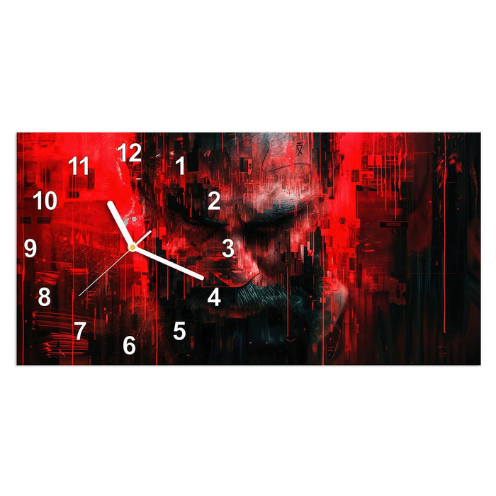 Wanduhr Abstrakte Digital Kunst aus Glas – Querformat 60 × 30 cm mit Ziffernblatt Modern
