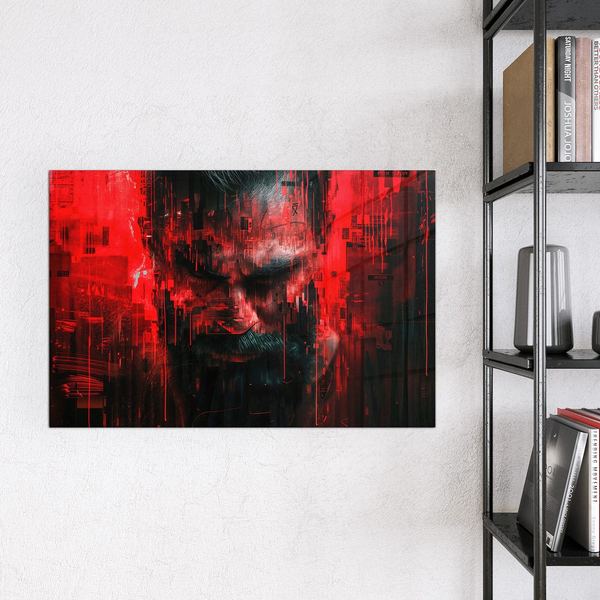 Magnettafel - Porträt in Rot – Intensiver Blick in Rot