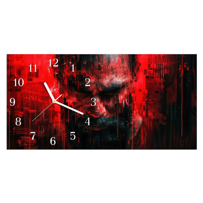 Wanduhr Abstrakte Digital Kunst aus Glas – Querformat 60 × 30 cm mit Ziffernblatt Klassisch