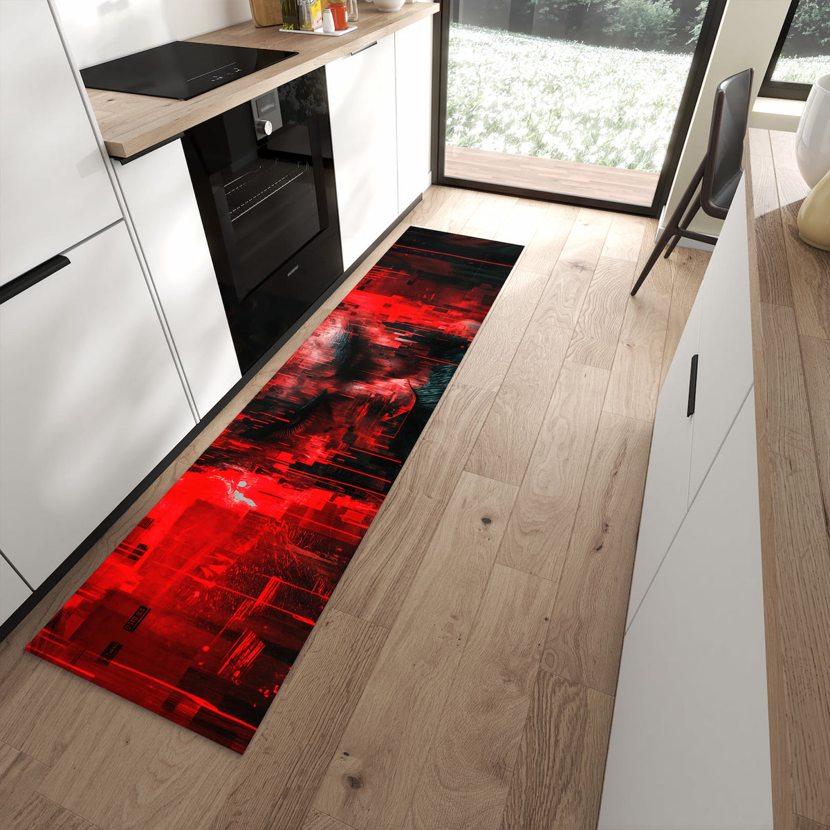 Küchenläufer - Porträt in Rot – Intensiver Blick in Rot