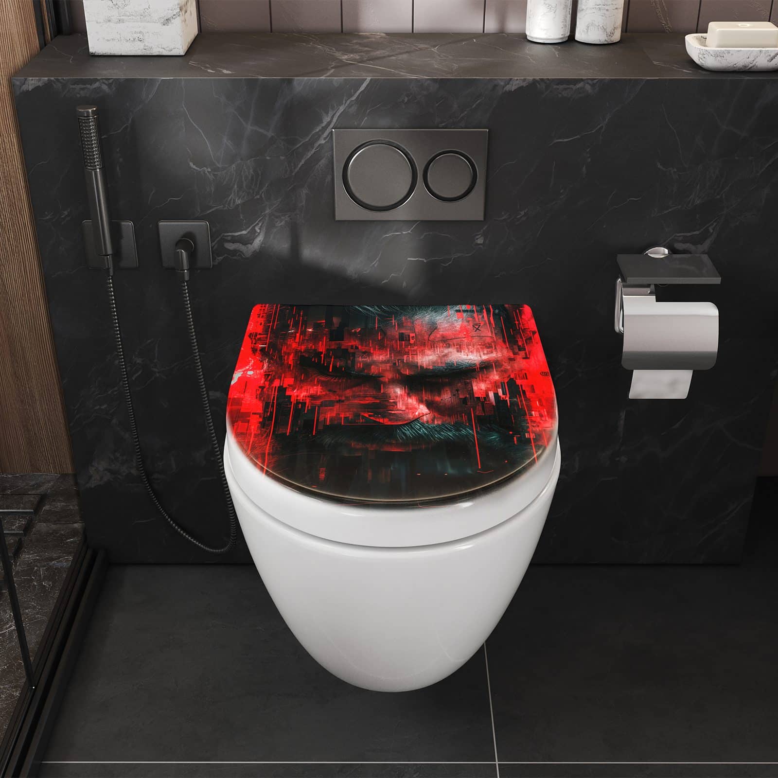 WC-Sitz mit Absenkautomatik Abstrakte Digital Kunst