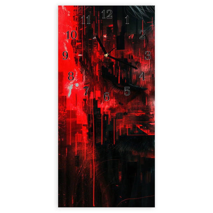 Wanduhr Abstrakte Digital Kunst aus Glas – Hochformat 30 × 60 cm mit Ziffernblatt Klassisch