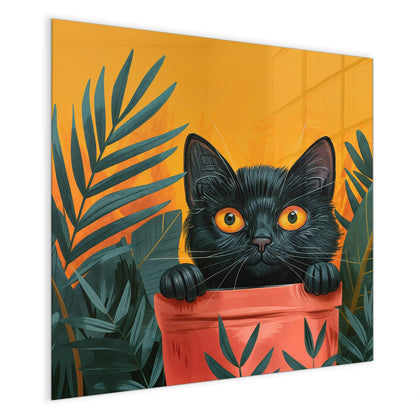 Magnettafel mit dem Motiv Katze im Blumentopf