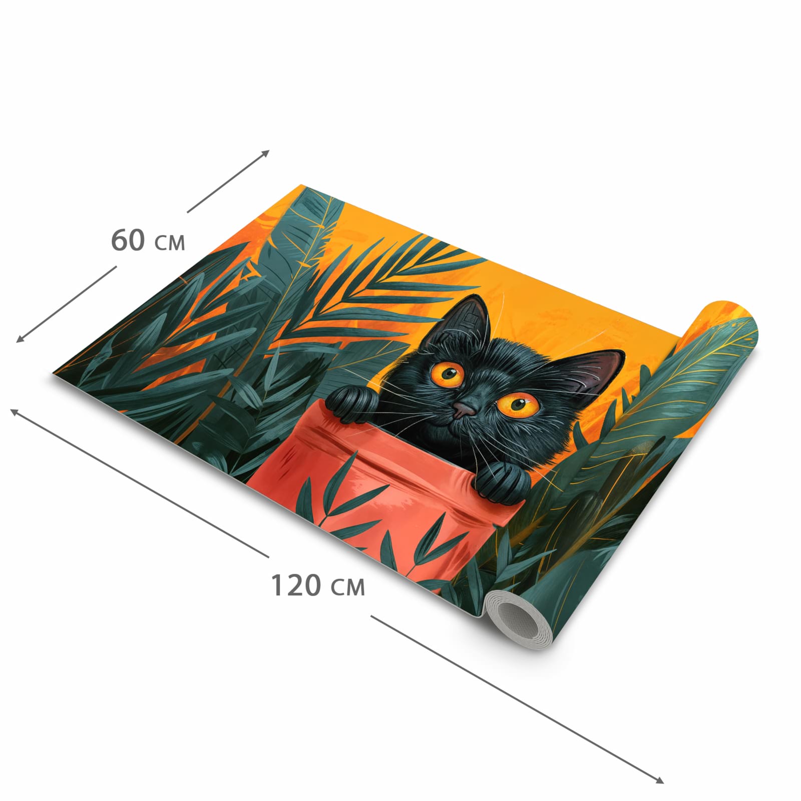 Rutschfester Küchenteppich mit Motiv Katze im Dschungel in der Größe 90x240 cm