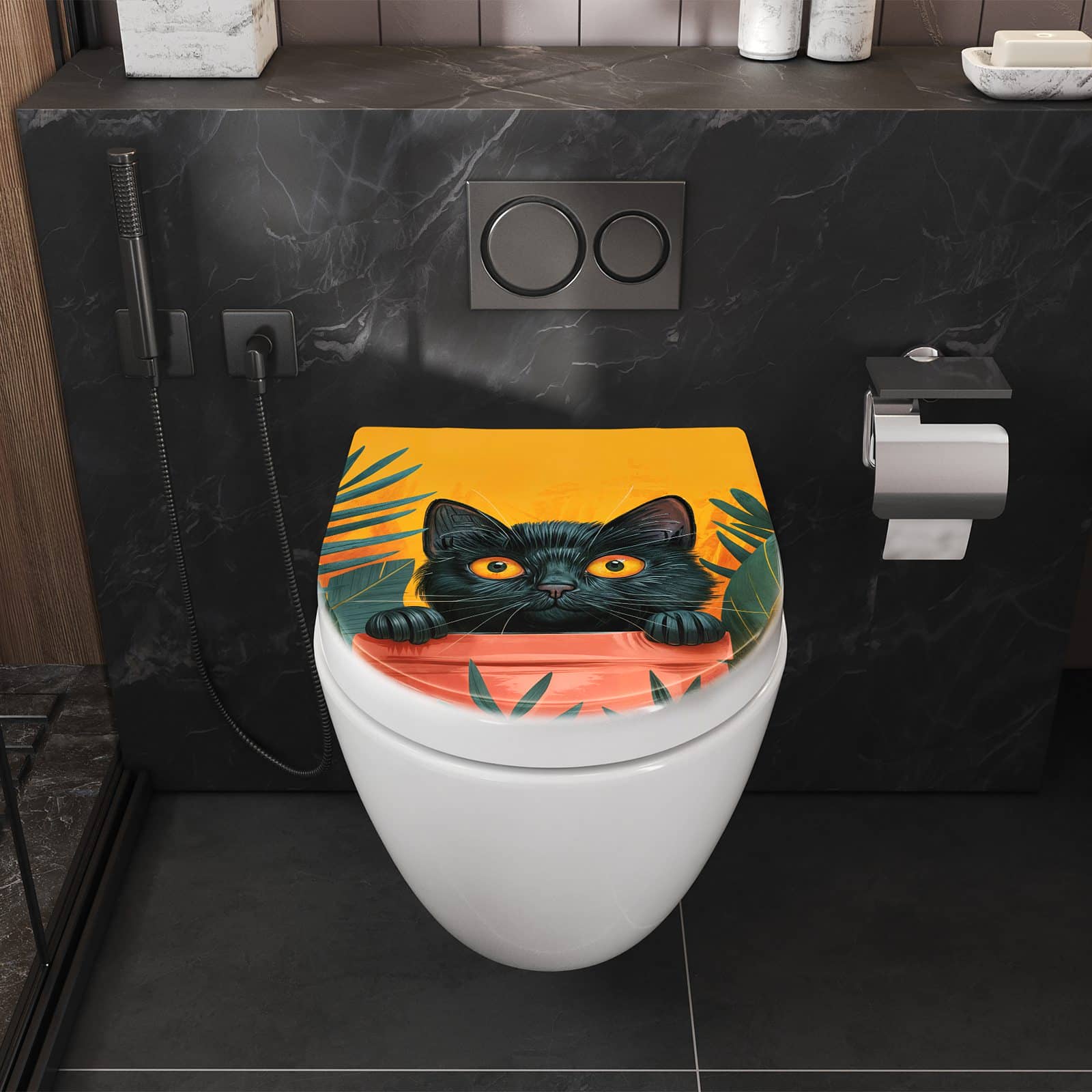 WC-Sitz mit Absenkautomatik Katze im Dschungel