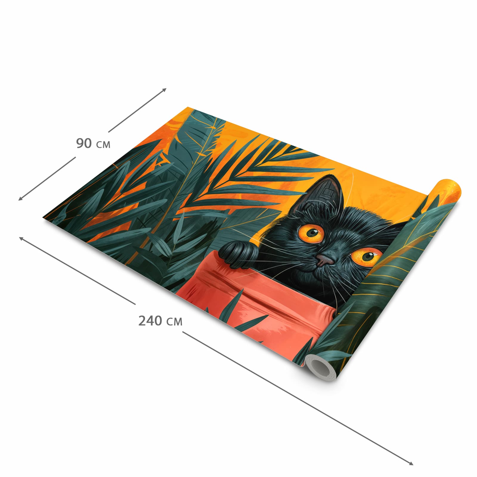 Rutschfester Küchenläufer mit Motiv Katze im Dschungel in der Grösse 90x240 cm für Trittkomfort