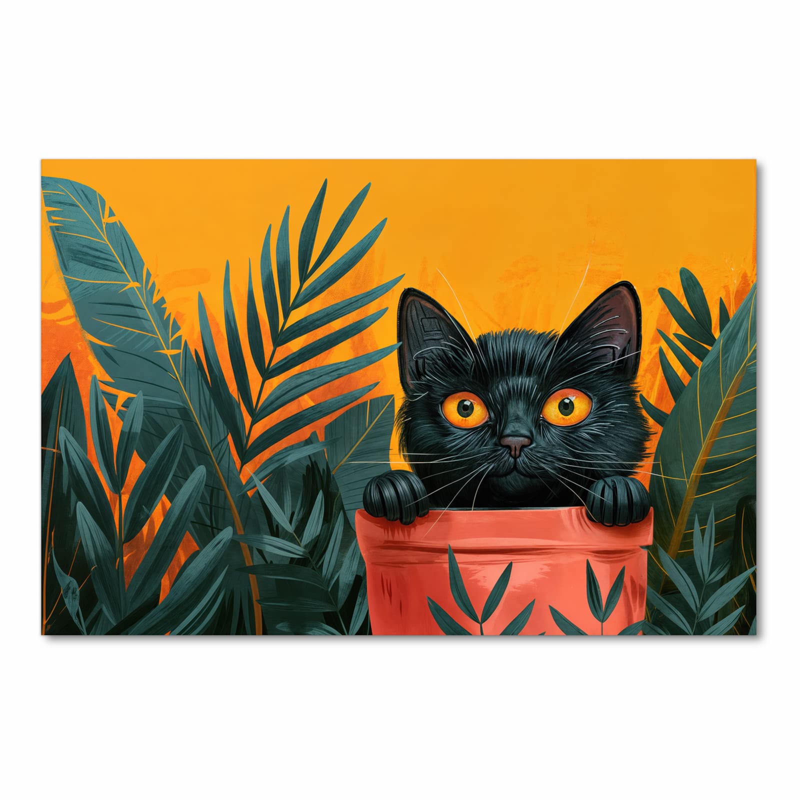 Rutschfester Küchenteppich mit Motiv Katze im Dschungel in Frontansicht schützt den Boden