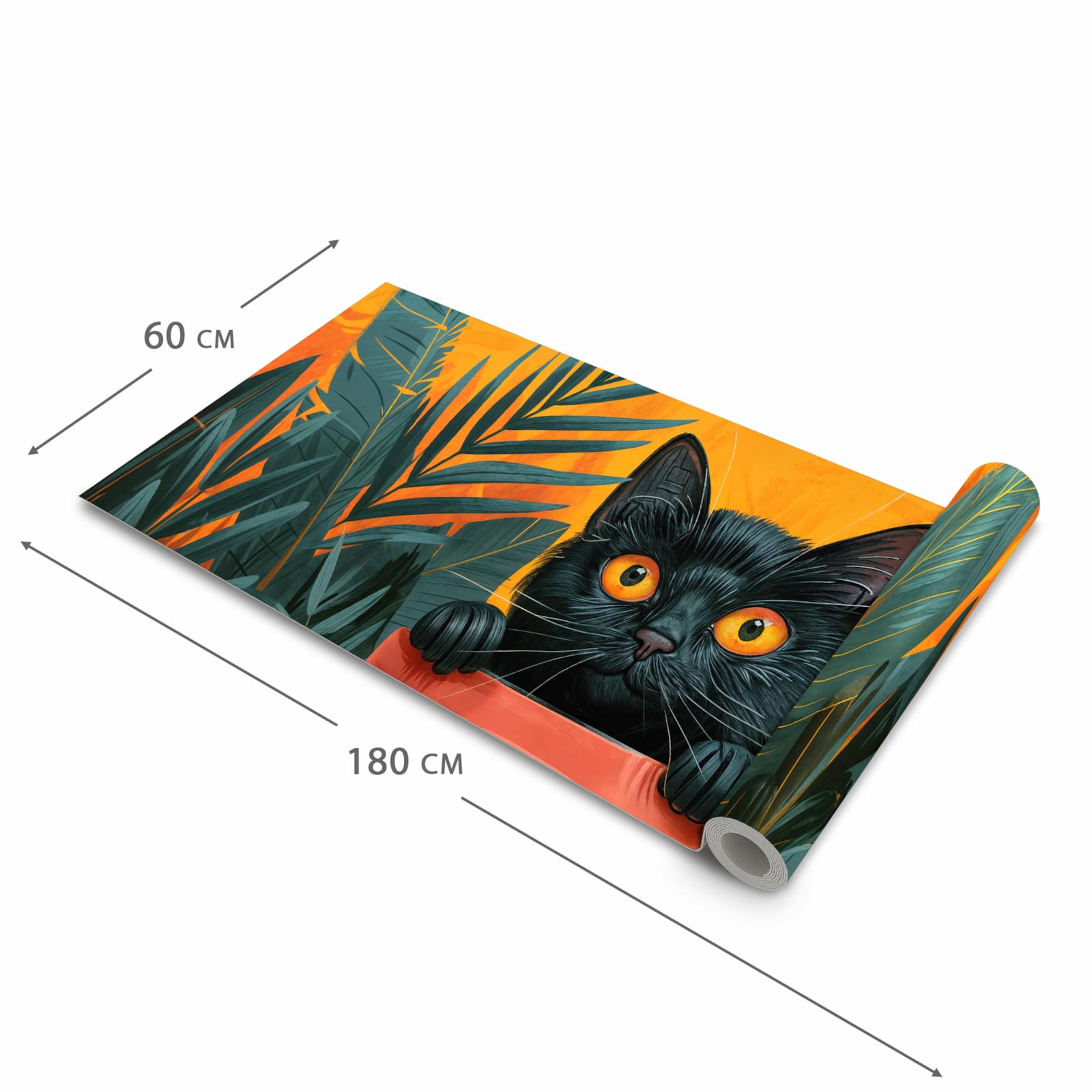 Bodenschonender Küchenteppich mit Motiv Katze im Dschungel in der Grösse 90x240 cm, waschbar