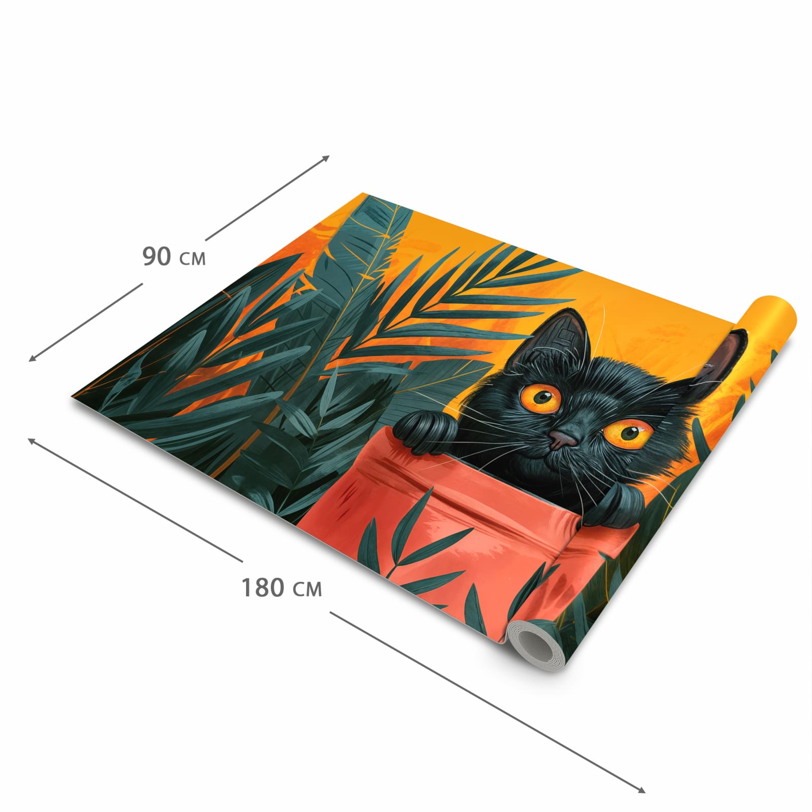 UV-beständiger rutschfester Küchenläufer mit Motiv Katze im Dschungel in der Grösse 90x240 cm