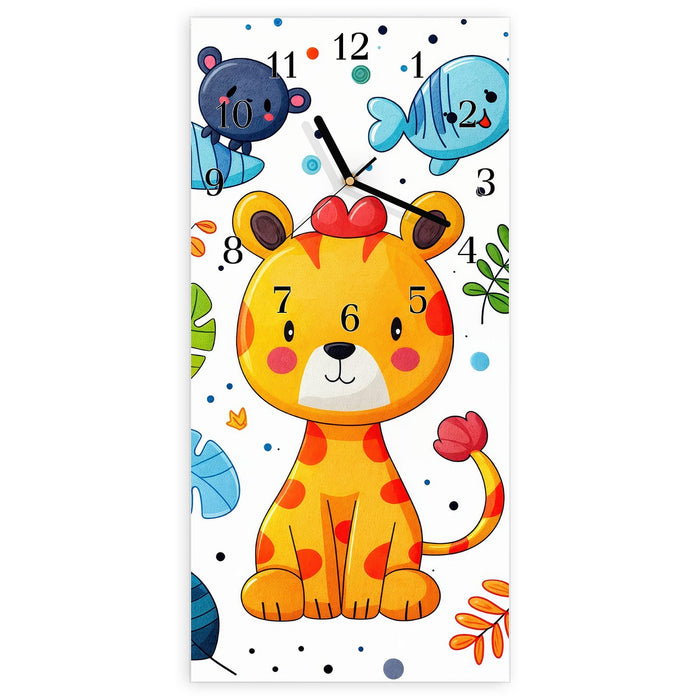 Wanduhr Tierisches Design aus Glas – Hochformat 30 × 60 cm mit Ziffernblatt Klassisch