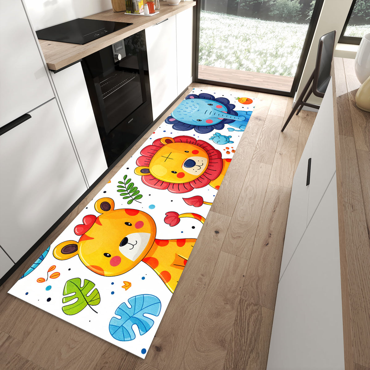 Pflegeleichter Küchenteppich mit Motiv Tierisches Design in moderner Küche
