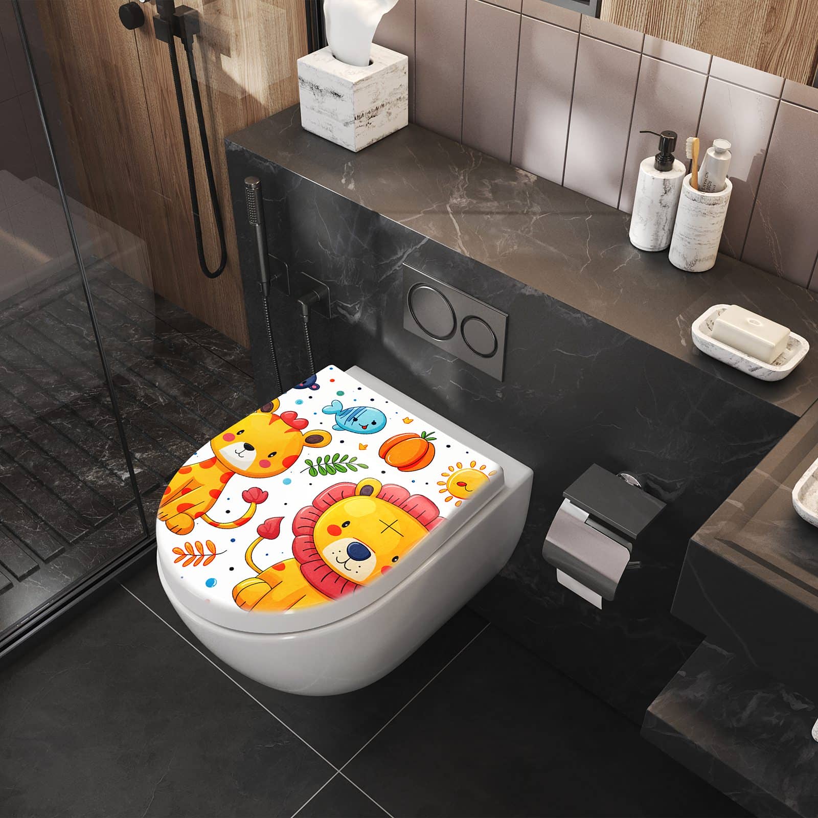 WC-Sitz mit Absenkautomatik Tierisches Design