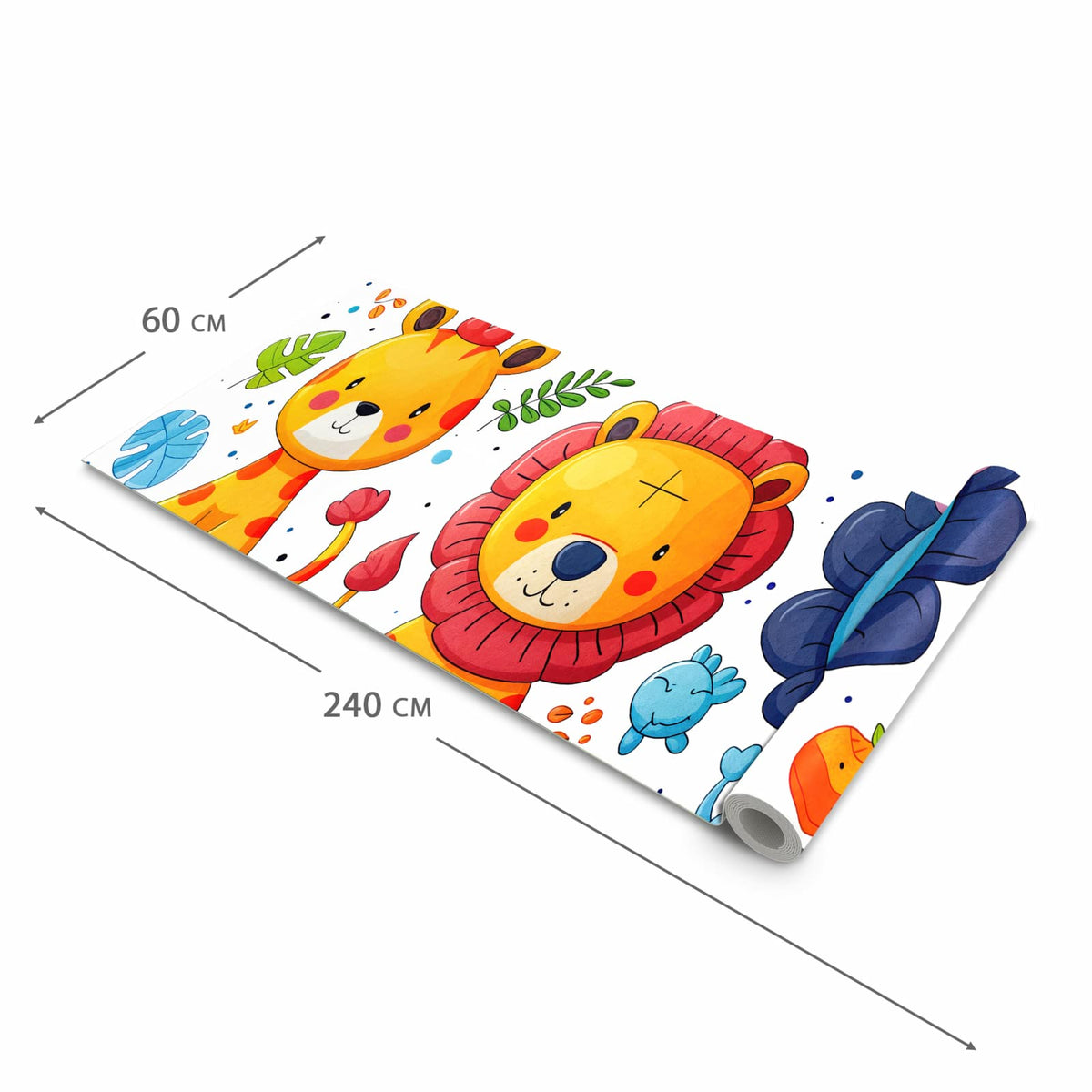 Flacher rutschfester Küchenteppich mit Motiv Tierisches Design in der Grösse 90x240 cm
