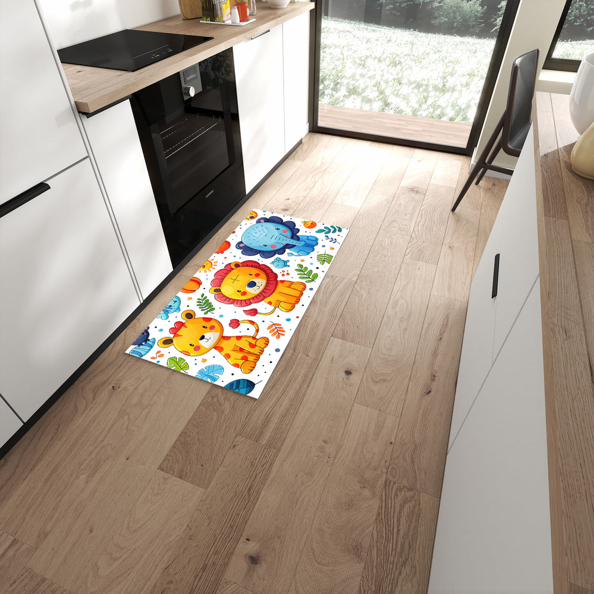 Abriebfester Küchenteppich mit Motiv Tierisches Design in moderner Küche #grösse_60 x 120 cm
