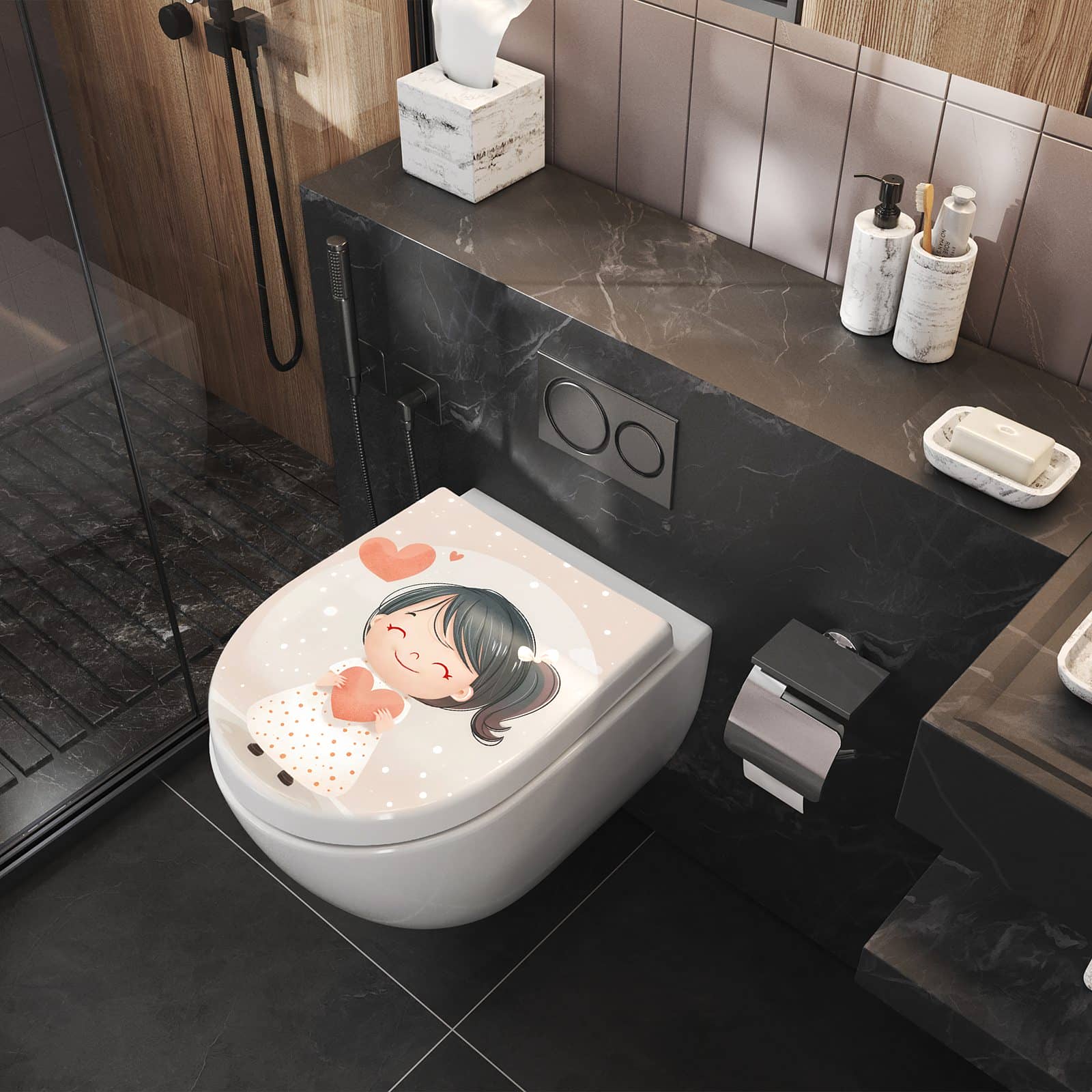 WC-Sitz mit Absenkautomatik Herziges Maedchen Herz