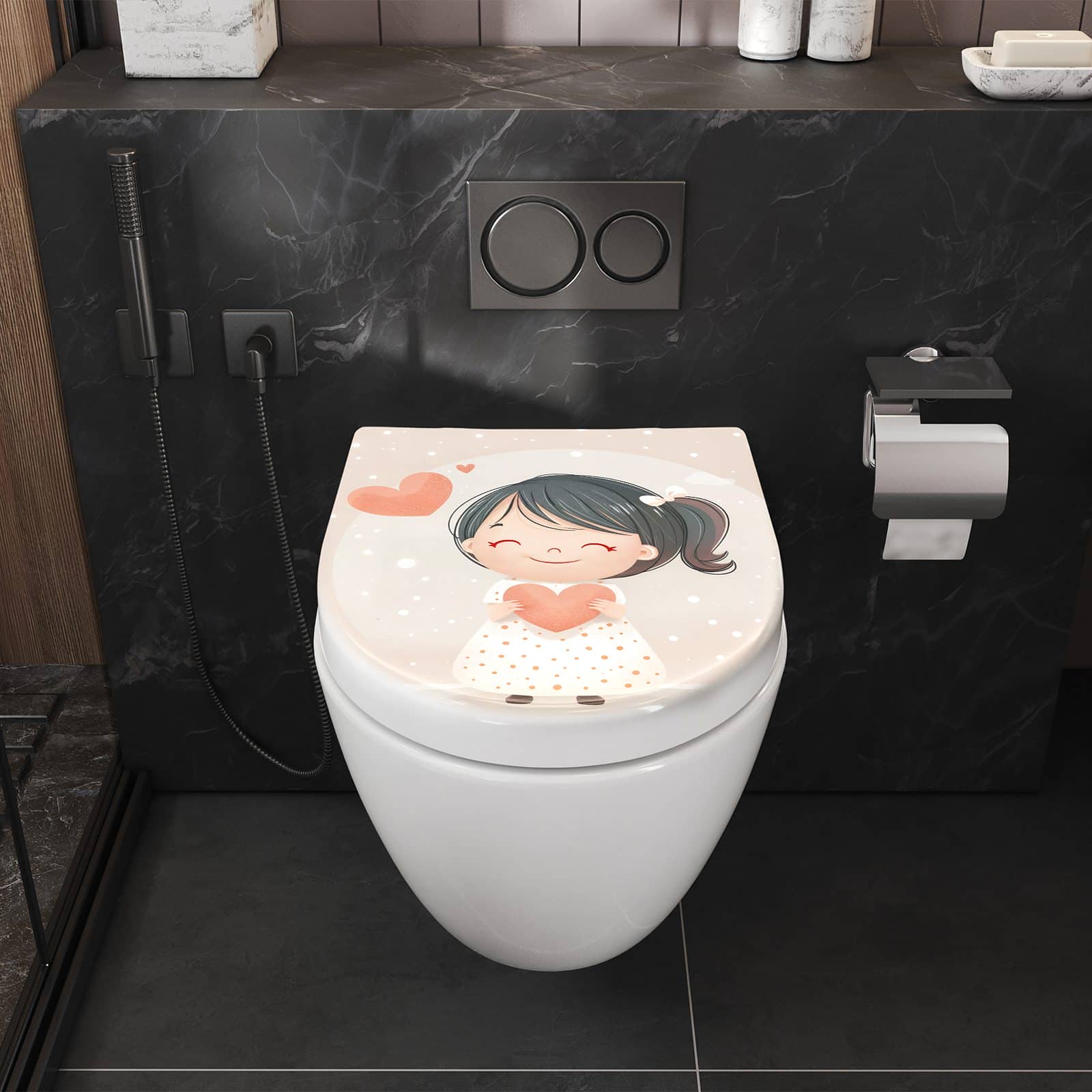 WC-Sitz mit Absenkautomatik Herziges Maedchen Herz