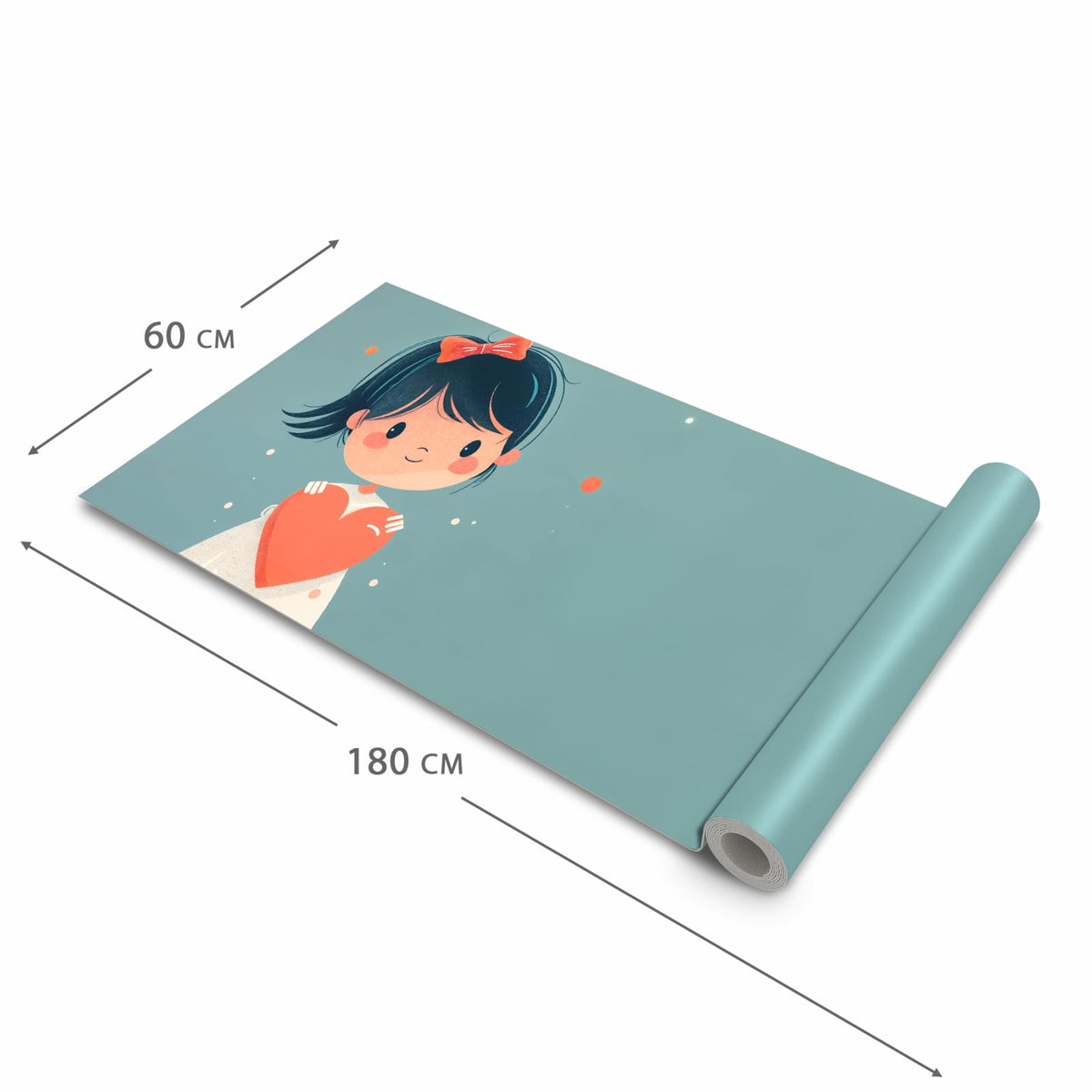 Pflegeleichter Küchenläufer mit Motiv Herzliches Mädchen in der Grösse 90x180 cm zum Waschen