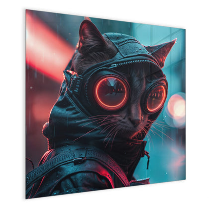 Magnettafel mit dem Motiv Katze im Neonregen