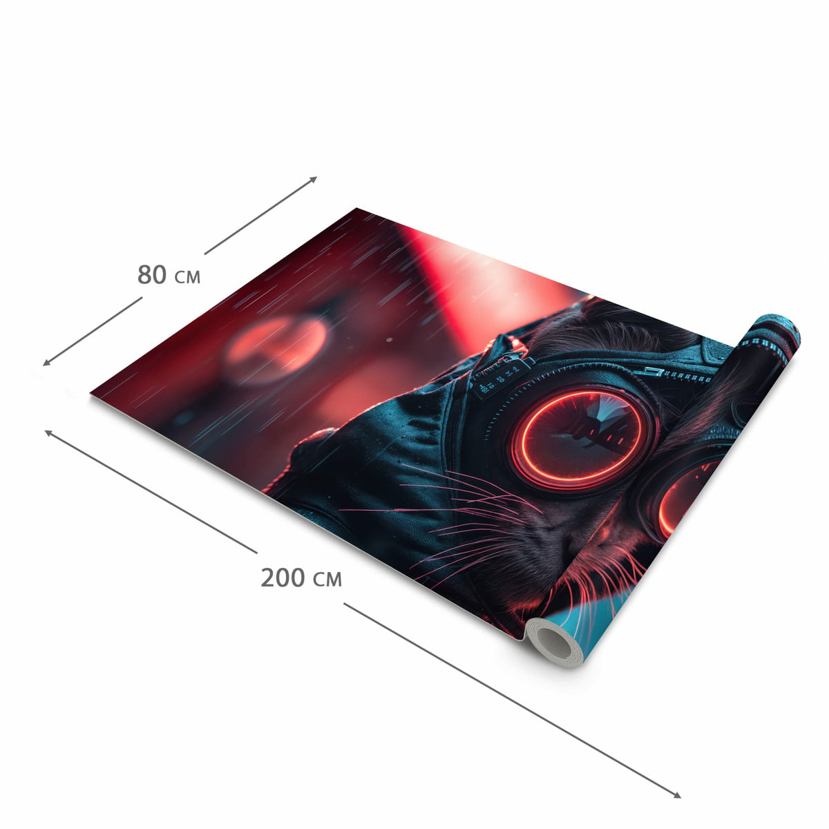 UV-beständiger Küchenläufer mit Motiv Cyber Katze in der Grösse 90x180 cm