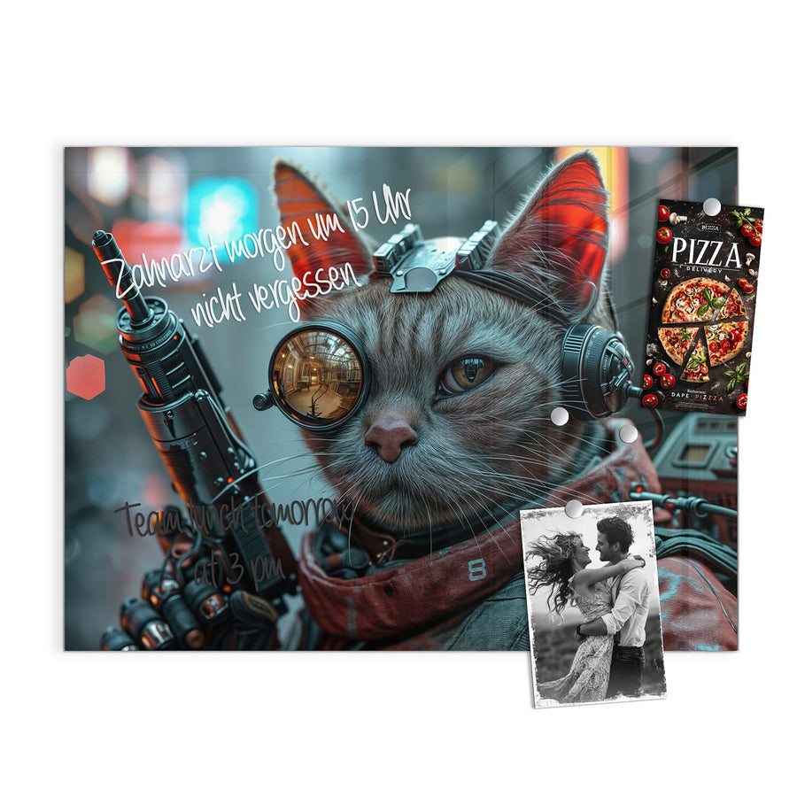 Maße Magnettafel - Katze mit Fliegerbrille