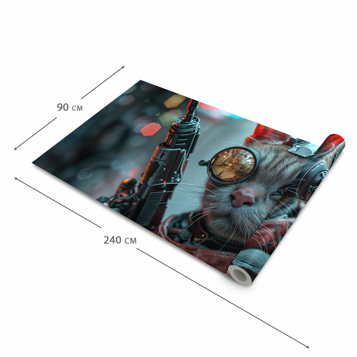 Küchenteppich mit Motiv Cyberkatze in der Grösse 80x300 cm für Ordnung & Übersicht