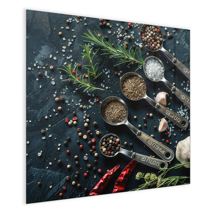 Magnettafel mit dem Motiv Gewürze in Messlöffeln