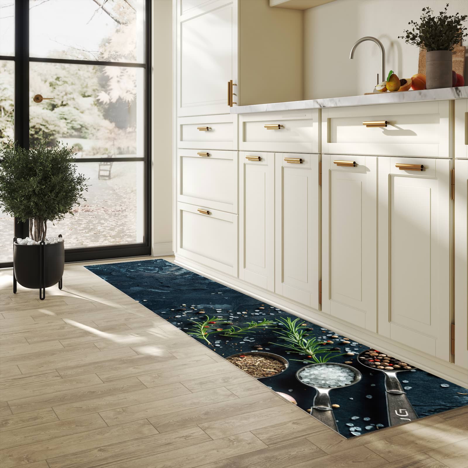 Rutschhemmender Teppich für Küche mit Kräutersammlung-Motiv in der Küche