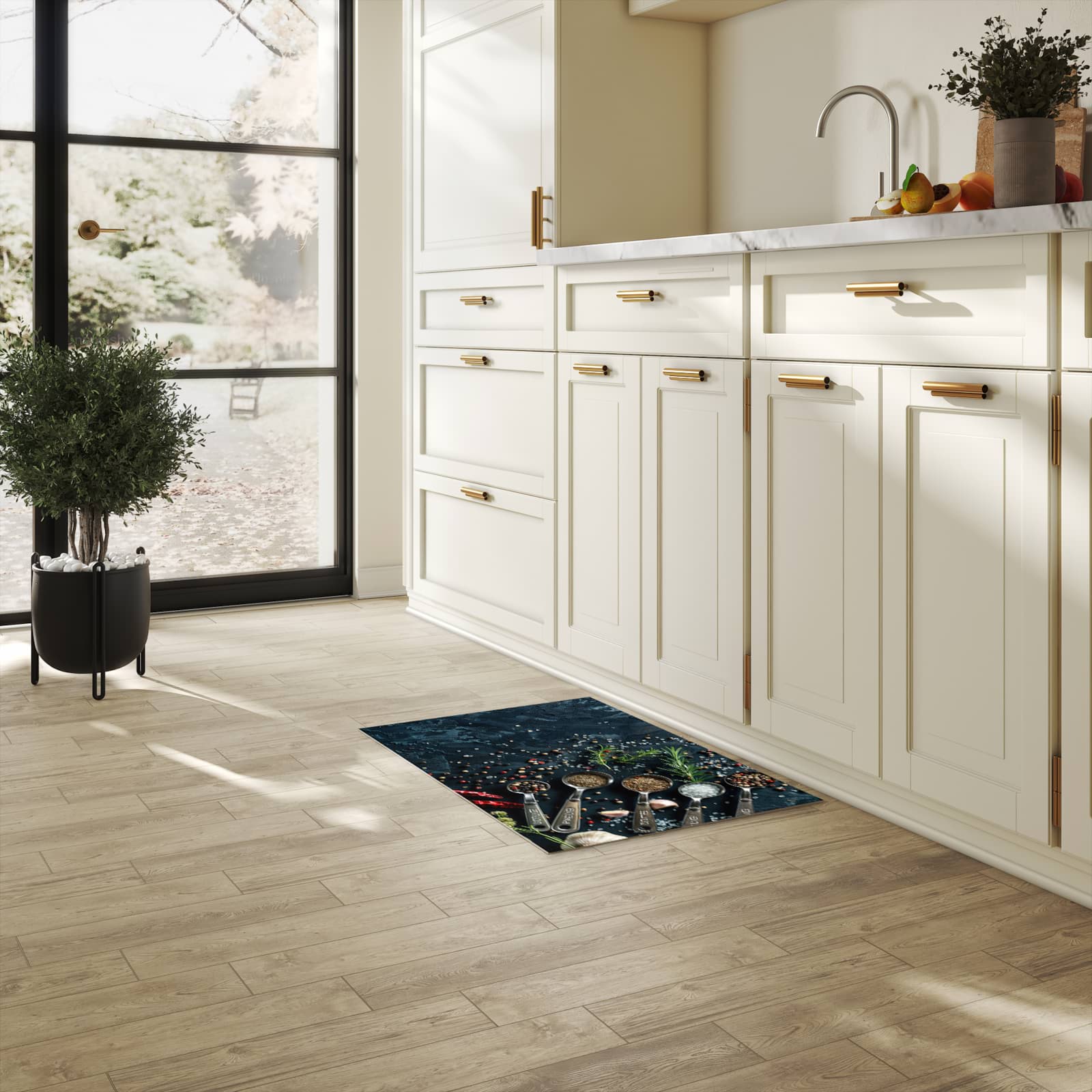 Strapazierfähiger Küche Teppich mit Kräutersammlung-Motiv in der Küche