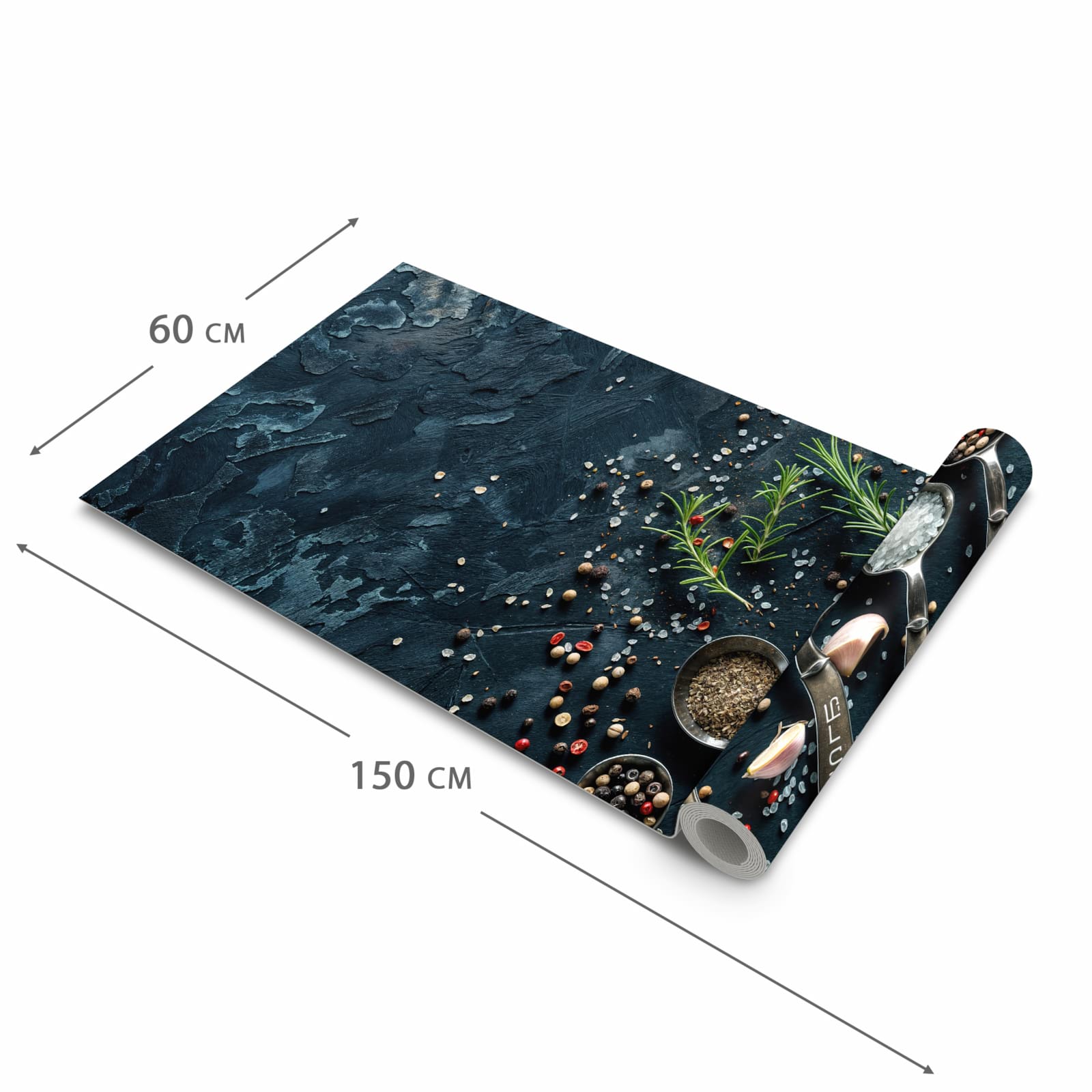 Hygienischer Küchenläufer mit Kräutersammlung-Motiv, Dimension - 60x150 cm