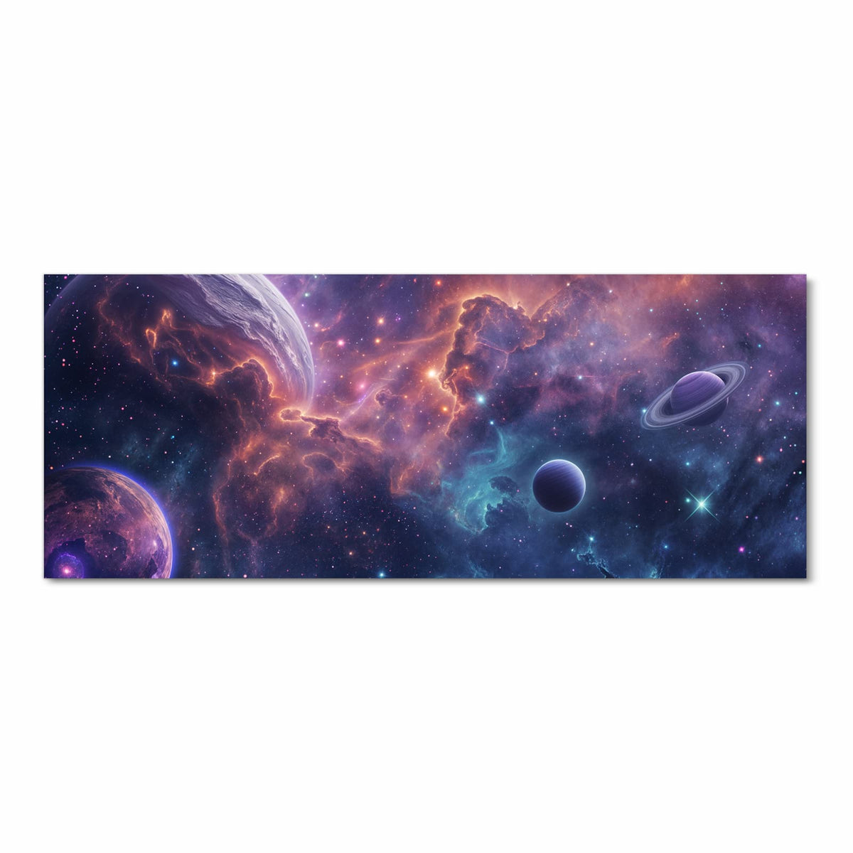 Feuchtigkeitsresistenter Küchenteppich mit Motiv Kosmisches Universum in Frontansicht