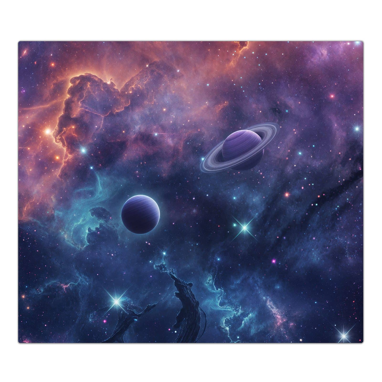 1-teilige Herd Schutzplatte mit Kosmisches Universum-Motiv in der Frontansicht