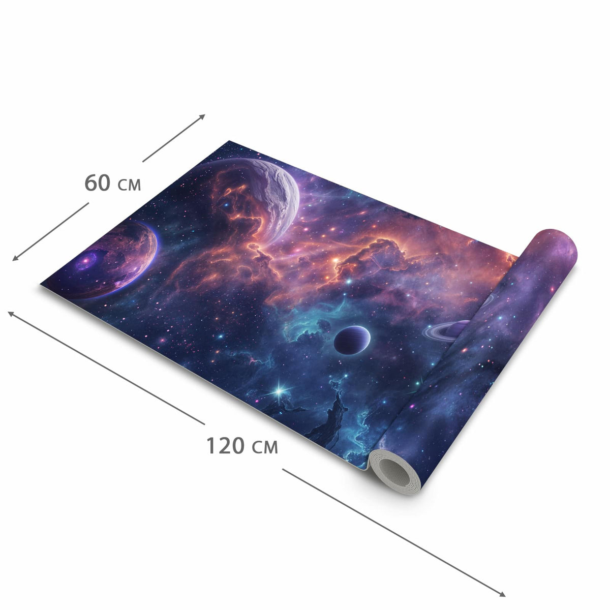 Geräuschdämpfender Teppich für die Küche mit Motiv Kosmisches Universum in der Größe 60x180 cm