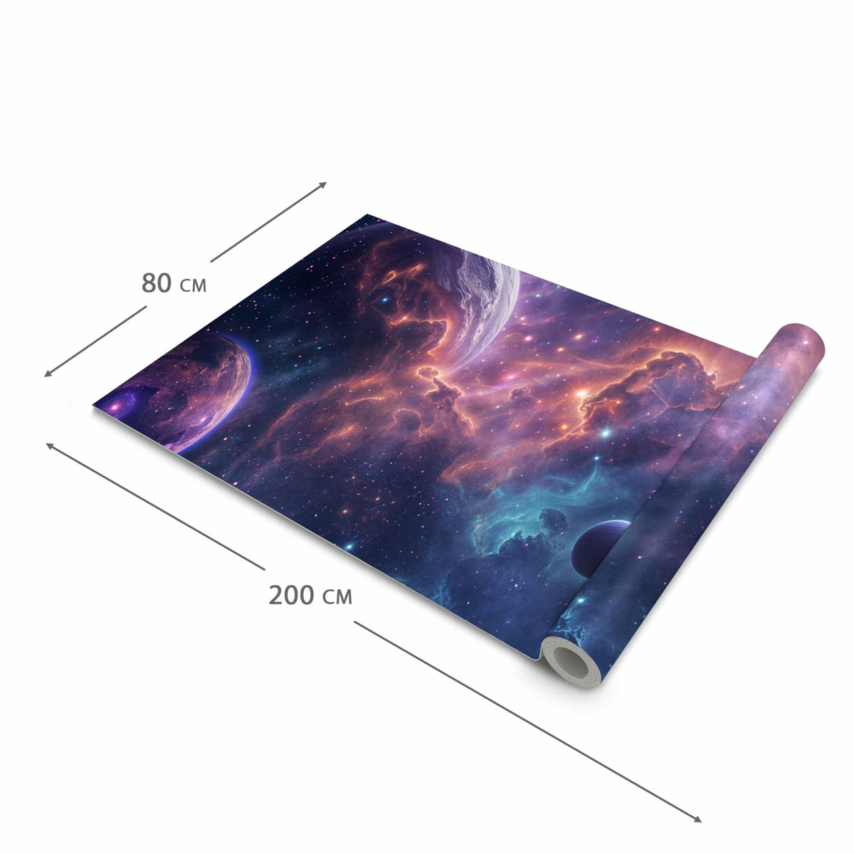 Geruchsneutraler Küchenteppich mit Motiv Kosmisches Universum in der Grösse 60x180 cm