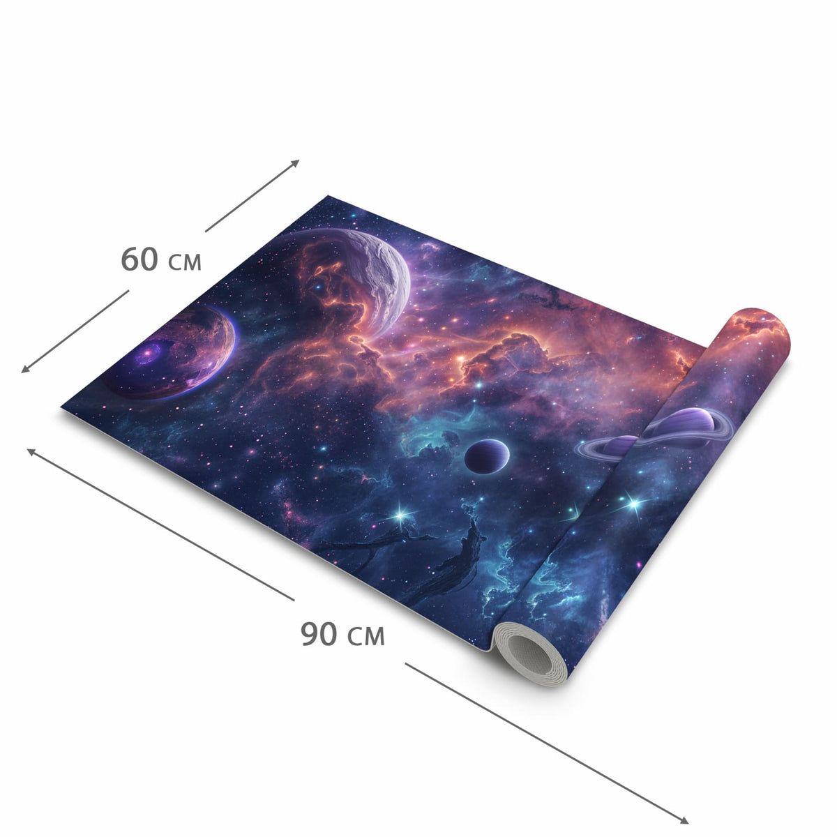Schmutzabweisender Küchenteppich mit Motiv Kosmisches Universum in der Grösse 60x180 cm