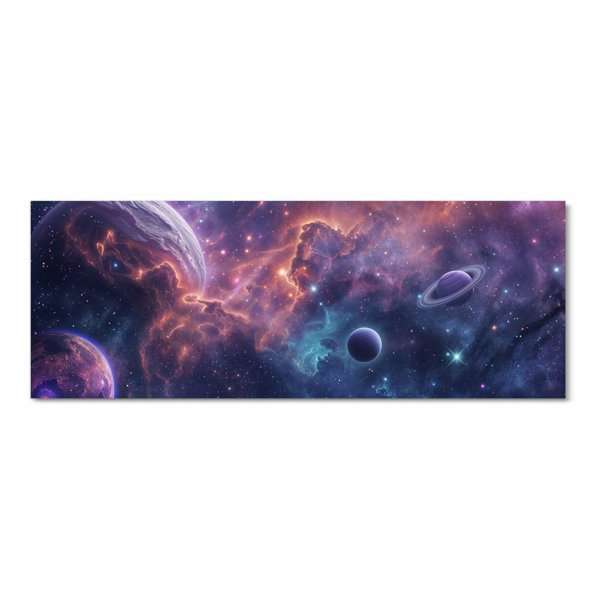 Pflegeleichter Küchenläufer mit Motiv Kosmisches Universum in Frontansicht