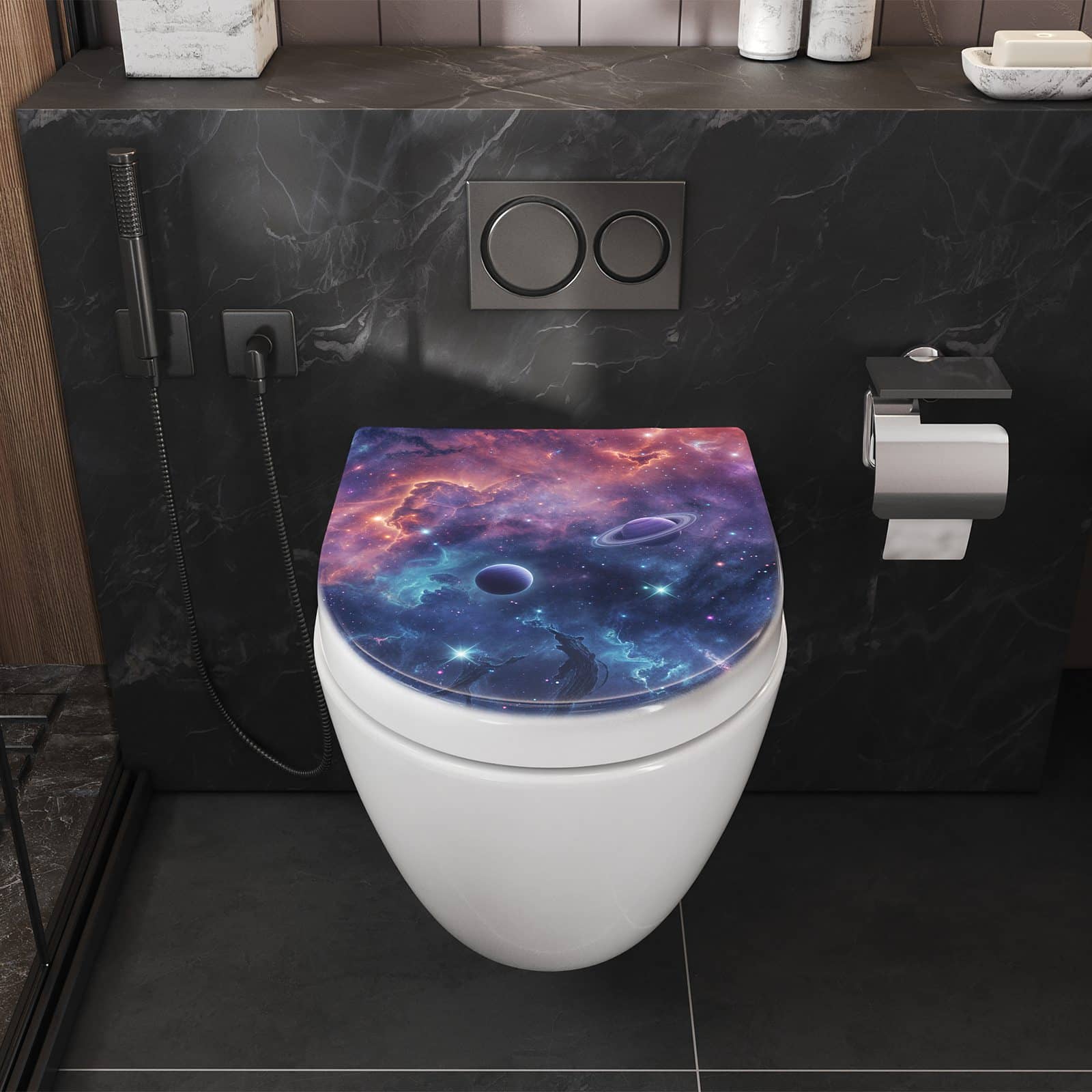 WC-Sitz mit Absenkautomatik Kosmisches Universum