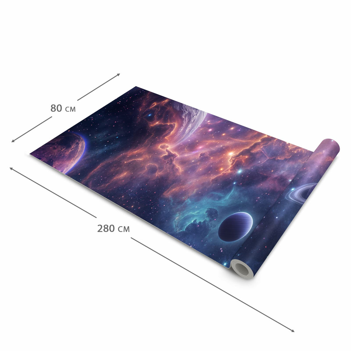 Flacher waschbarer Küchenteppich mit Motiv Kosmisches Universum in der Grösse 60x180 cm