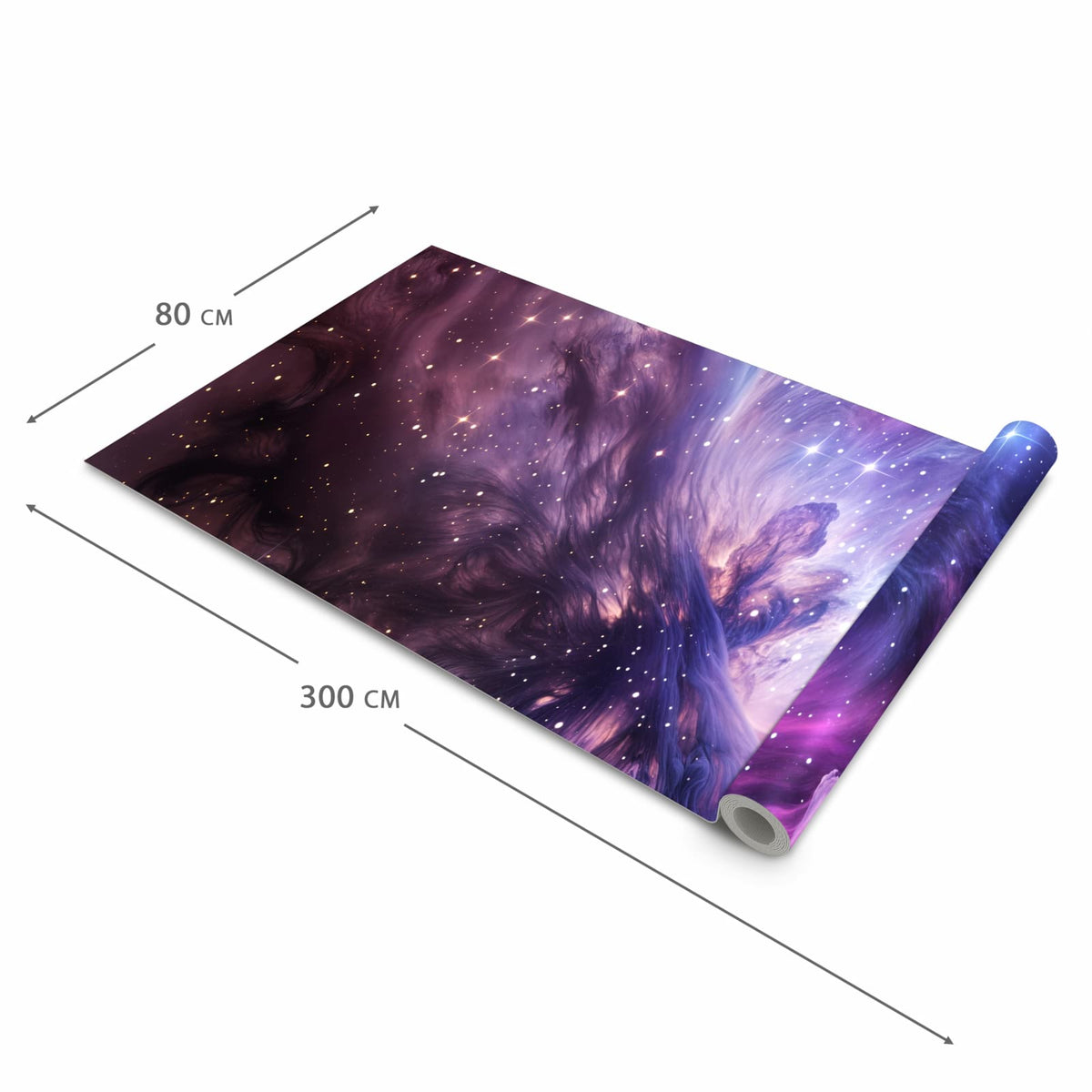 Geruchsneutraler langer Teppich Flur mit Motiv Galaktisches Leuchten in der Grösse 80x300 cm