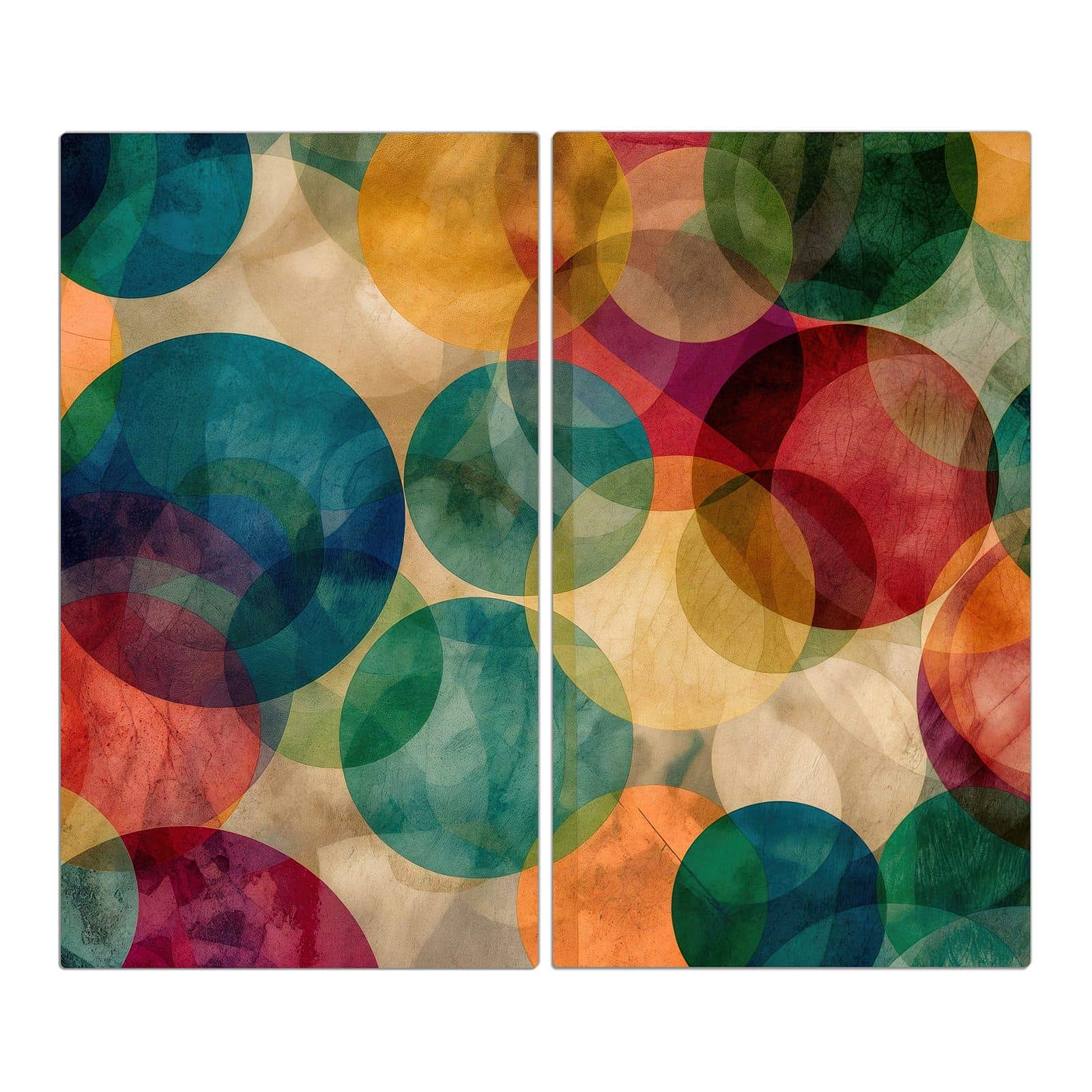 2-teilige Abdeckplatten mit Farbenfrohe Kreise-Motiv in der Frontansicht #grösse_2-Teilig (60x52cm)