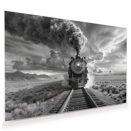 Wandbild mit dem Motiv Dampflok unter Wolken
