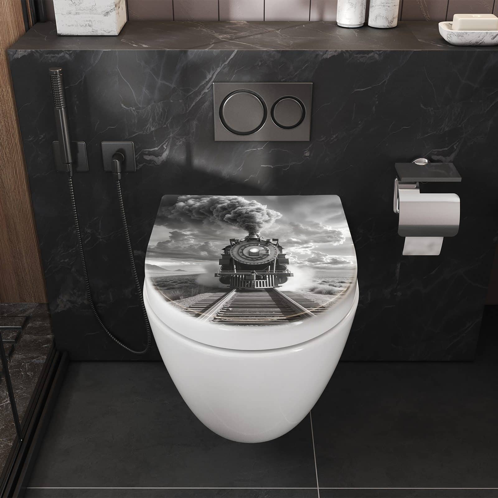 WC-Sitz mit Absenkautomatik Dampflok in Wüste