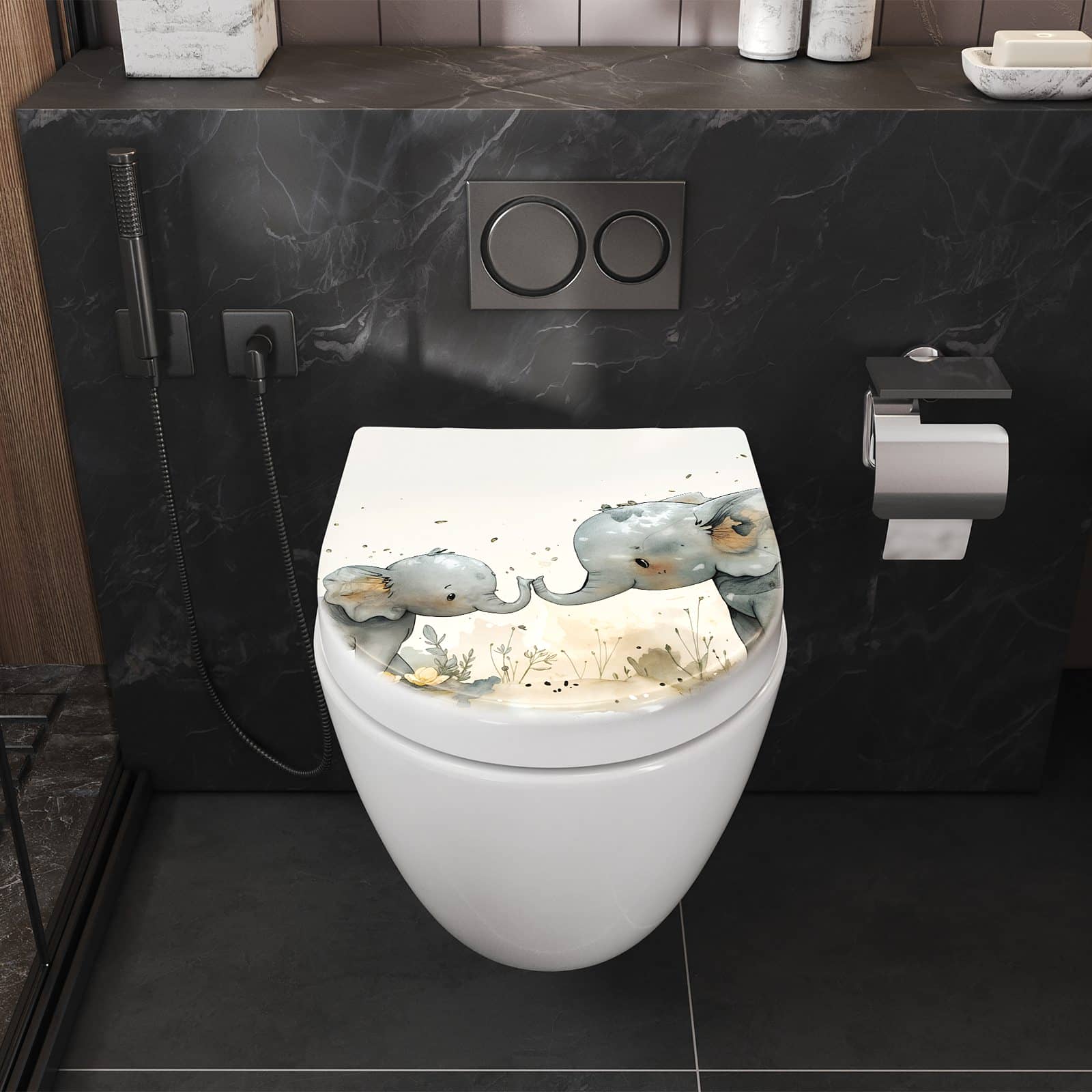 WC-Sitz mit Absenkautomatik Elefantenfamilie